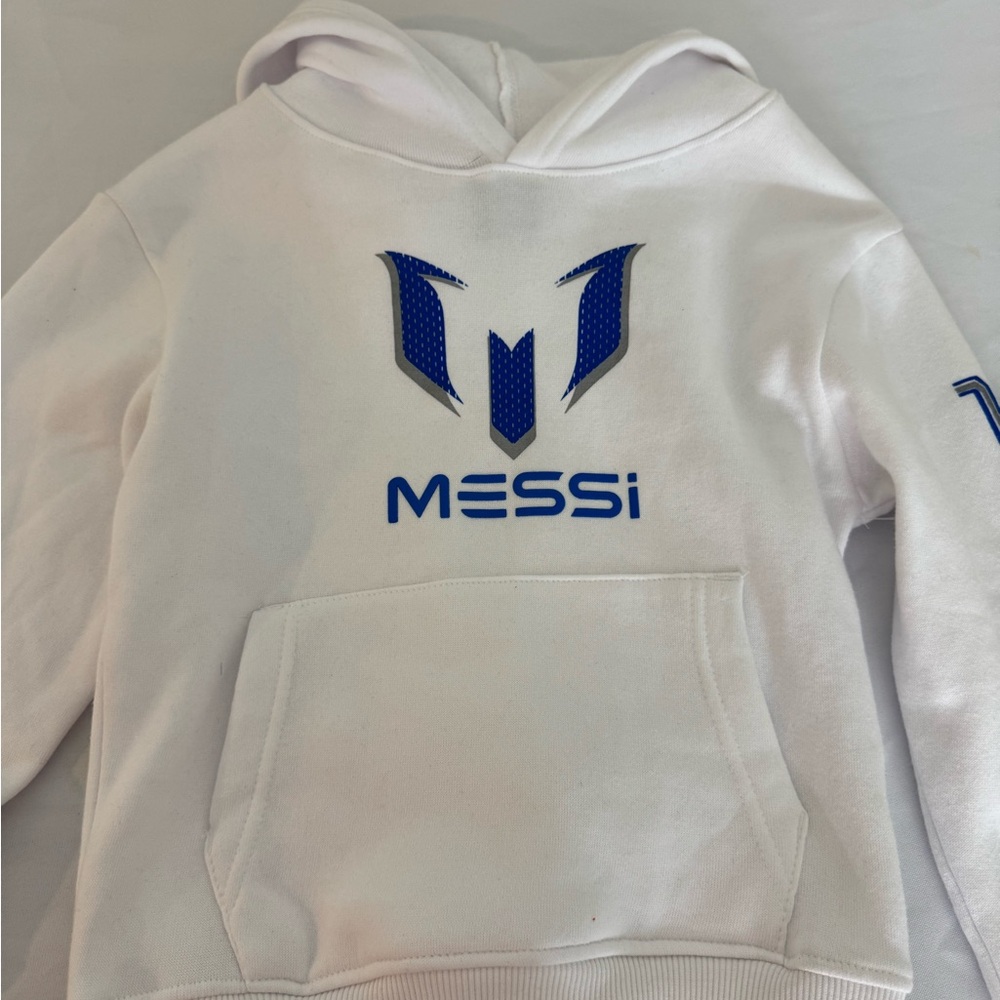 Kids White and Blue Messi Hoodie size 6